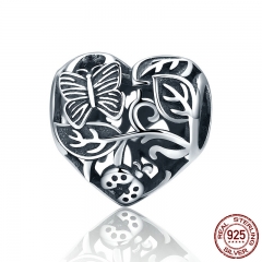 Authentic 100% 925 Sterling Silver Butterfly Garden Beads Charms fit Original Charm Bracelet DIY Jewelry Gift SCC155 CHARM-0268