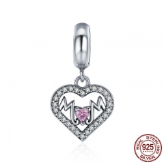 Pure 100% 925 Sterling Silver Sweet Heart to MOM Pendant Charm fit Women Charm Bracelet Beads Jewelry Mother Gift SCC392 CHARM-0503