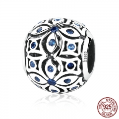 925 Sterling Silver Charms With Blue Crystals S925 Bead Charm fit Bracelets & Bangles for Women Jewelry SCC059 CHARM-0143
