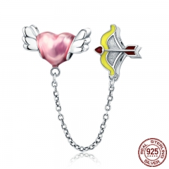 100% 925 Sterling Silver Romantic Heart Cupid Arrow Charm Pendant fit Charm Bracelet Bangles DIY Jewelry Making SCC628 CHARM-0702