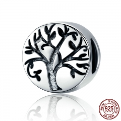 Hot Sale Real 100% 925 Sterling Silver Classic Tree of Life Beads fit Charm Bracelets & Bangles Jewelry Making SCC430 CHARM-0360
