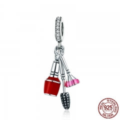 New Collection 925 Sterling Silver Makeup Tools Cosmetics Pendant Charm Fit Women Bracelets Fashion Silver Jewelry SCC785 CHARM-0845