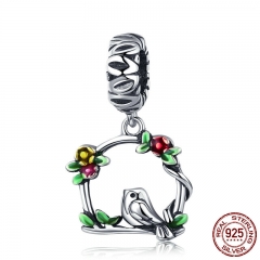 New Arrival 100% 925 Sterling Silver Herald Of Spring Bird Cage Pendant Charm fit Women Bracelet DIY Jewelry Gift SCC645 CHARM-0705