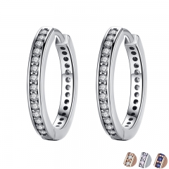 2018 FLASH DEALS 4 Colors 925 Sterling Silver CZ Simple Female Hoop Earrings Jewelry for Women Sterling Silver Jewelry PAS456 EARR-0047