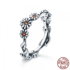 Hot Sale 100% 925 Sterling Silver Twisted Daisy Flower Female Finger Rings for Women Wedding Silver Jewelry Anel SCR298 RING-0323