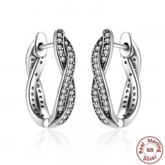 Authentic 925 Sterling Silver Twist Of Fate Stud Earrings Clear CZ for Women Wedding Trendy Jewelry PAS465 EARR-0133