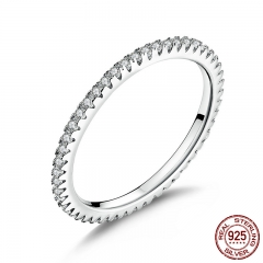 Classic 925 Sterling Silver High Quality Circle Clear CZ Geometric Stackable Rings for Women Wedding Jewelry Gift SCR066 RING-0131