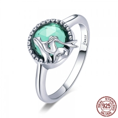 New Trendy 100% 925 Sterling Silver Romantic Story Legend Green CZ Finger Ring Women Sterling Silver Jewelry Gift SCR361 RING-0410