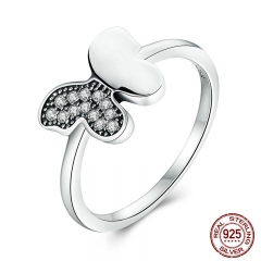 Genuine 100% 925 Sterling Silver Dancing Butterfly,Clear CZ Finger Ring for Women Wedding Jewelry PA7617 RING-0097