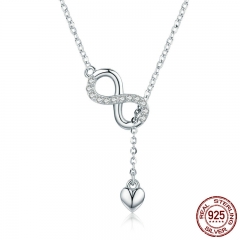 Hot Sale 100% 925 Sterling Silver Infinity Forever Love Chain Pendant Necklaces for Women Sterling Silver Jewelry SCN223 NECK-0160