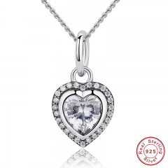 New Arrival Luxury 925 Sterling Silver Love Heart Pendant Necklace for Women Wedding Fine Jewelry PAS260 NECK-0001