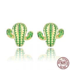 Moda Plata 925 Verde Cactus Green Cz Aretes Pequeños Para Mujeres Moda Pendientes Joyeria Bse013 EARR-0525