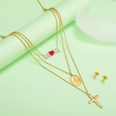 nuevo conjunto de joyas de oro para mujer de acero inoxidable  XXXS-0416
