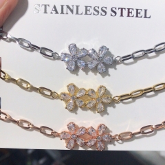 cadena de acero inoxidable con pulsera de diamantes con dije de cobre TTTB-0048