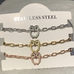 cadena de acero inoxidable con pulsera de diamantes con dije de cobre TTTB-0066