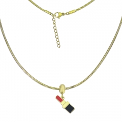 collar de eslabones cubanos chapado en oro de acero inoxidable para mujer  PSS247