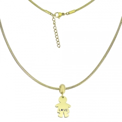 collar de eslabones cubanos chapado en oro de acero inoxidable para mujer  PSS249