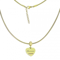 collar de eslabones cubanos chapado en oro de acero inoxidable para mujer  PSS245