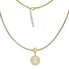 collar de eslabones cubanos chapado en oro de acero inoxidable para mujer  PSS253