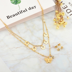Conjunto de joyas chapadas en oro de acero inoxidable de moda para mujer XXXS-0518