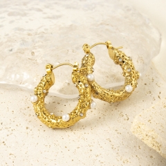Pendientes de moda de alta calidad chapados en oro de acero inoxidable para mujer  ES-3087G