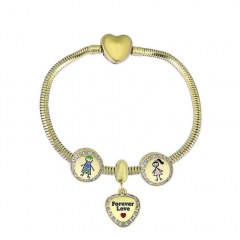 Brazalete de charms chapen oro de corazón de acero inoxidable para mujeres XK3495