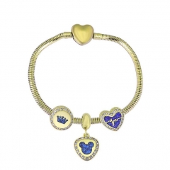 Brazalete de charms chapen oro de corazón de acero inoxidable para mujeres XK3499