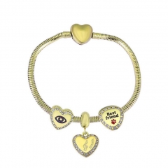 Brazalete de charms chapen oro de corazón de acero inoxidable para mujeres XK3511