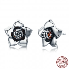 100% 925 Sterling Silver Gardenia Blossoming Flower Exquisite Small Stud Earrings for Women Fashion Silver Jewelry SCE300 EARR-0306