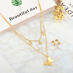 Conjunto de joyas chapadas en oro de acero inoxidable de moda para mujer XXXS-0519