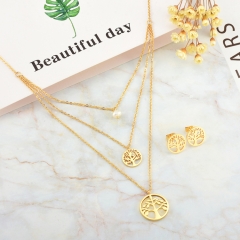 Conjunto de joyas chapadas en oro de acero inoxidable de moda para mujer XXXS-0552B