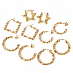 moda Pendientes Joyas de acero inoxidable chapadas en oro ES-2491